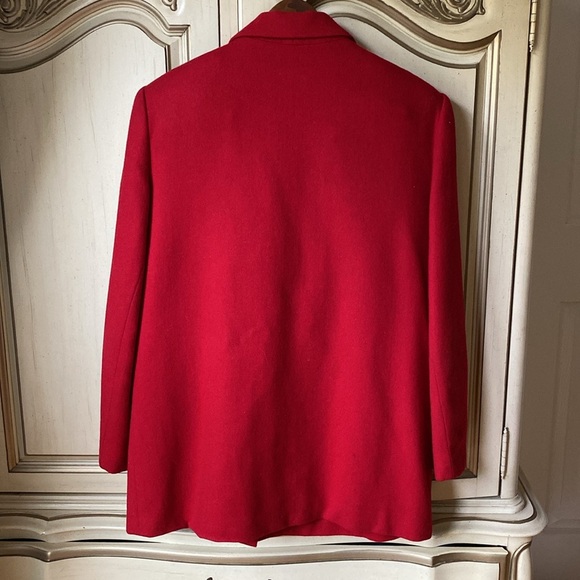 Vintage Sag Harbor Women's Size 10 100% Wool Solid Red Suit Set - Picture 2 of 7